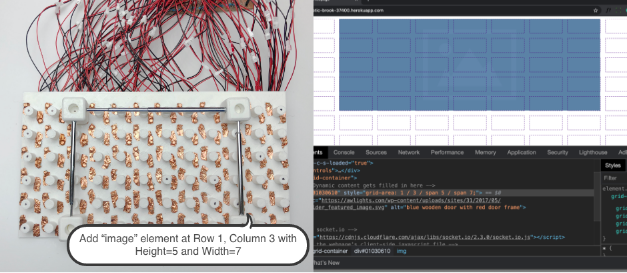 The hardware prototype and output on the browser